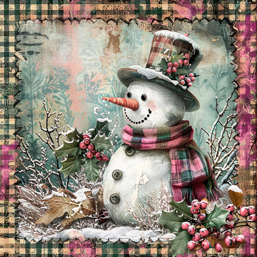 Pink Snowman Sign, DCO-102214, Sign For Wreath, 10x10in Metal Sign